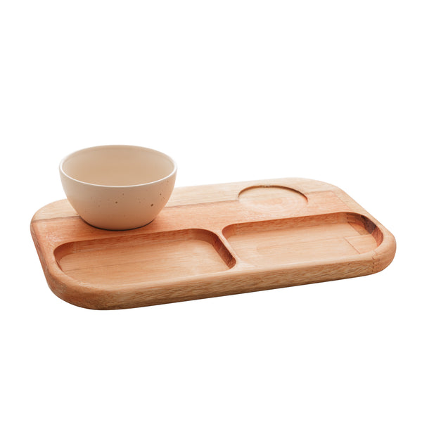 Liptus Collection Serving Platter with 2 Ceramic Bowls Ivory 30x18x6cm
