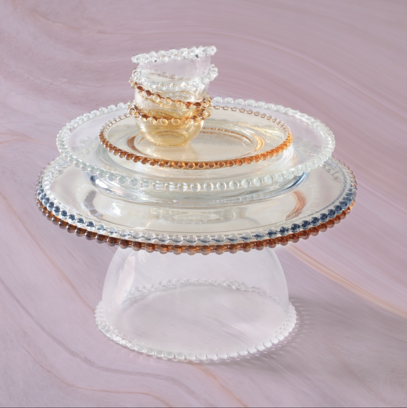 Pearl Collection Amber Crystal Charger Plate 32cm Set of 2