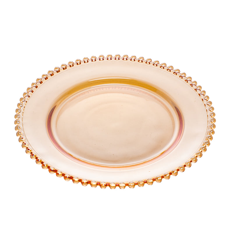 Pearl Collection Amber Crystal Charger Plate 32cm Set of 2