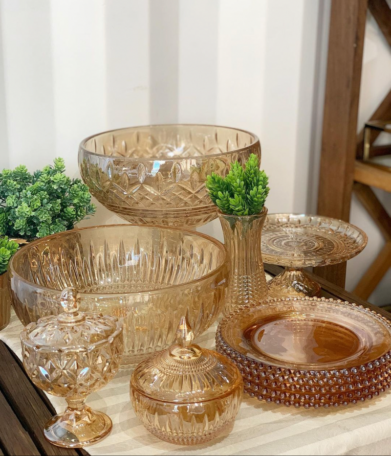 Pearl Collection Amber Crystal Dinner Plate 28cm Set of 4