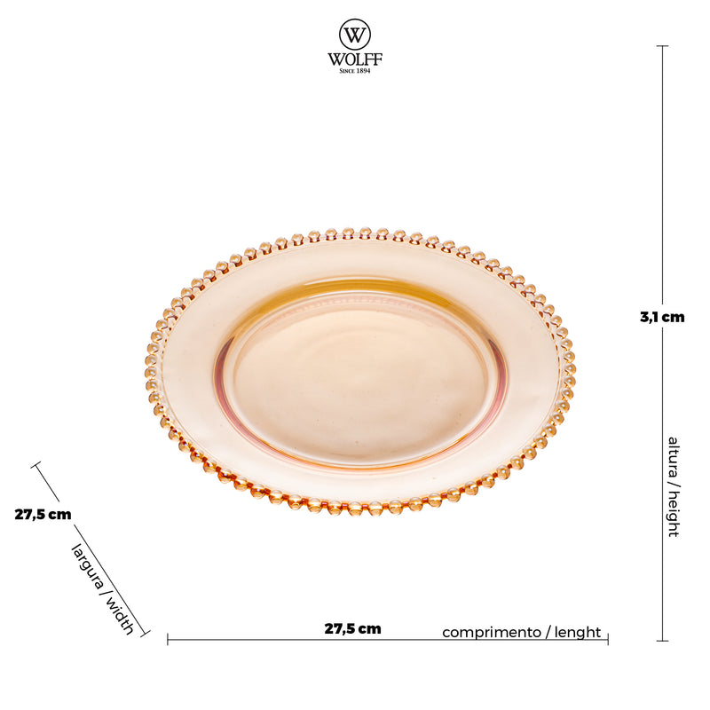 Pearl Collection Amber Crystal Dinner Plate 28cm Set of 4