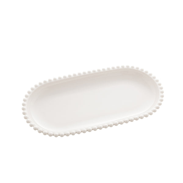 Beads Collection Serving Platter Oval in Porcelain White 25x13x3cm