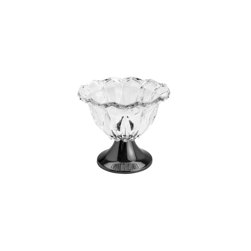 Louise Collection Black Glass Centrepiece with Stainless Steel 25x22cm