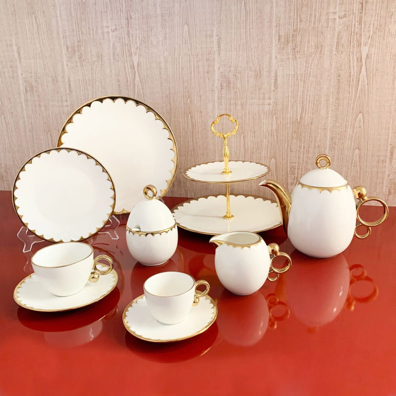 Egg Collection Porcelain Teacups with Saucers 200ml Set of 6